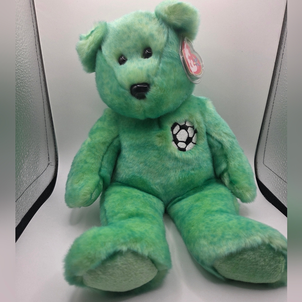 Ty Green Soccer Bear Plush
